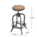 Newman Iron Wood Barstool Black Metal & Wood