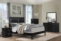 Classic Black Finish Eastern King Size Panel Bed Wooden Bedroom Furniture 1Pc Box Spring Required King Black Wood Bedroom Panel Faux Leather Wood