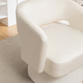 Swivel Barrel Chair, Velvet Accent Armchair 360 Degree Swivel Club Chair For Living Room Bedroom Reception Room White Foam Velvet