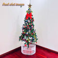 5Ft Artificial Christmas Tree With Led Energy Saving Lights, Including 109 Pendant Tree Skirts And Guardrails Green Art Deco Iron Plastic