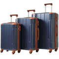 Hardshell Luggage Sets 3 Pcs Spinner Suitcase With Tsa Lock Lightweight 20''24''28'' Inky Blue Abs