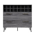 Wine & Bar Cabinet Grey Wood Metal