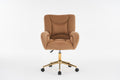 005 Velvet Fabric 360 Swivel Home Office Chair With Gold Metal Base And Universal Wheels,Coffee Solid Coffee Office Sponge Wipe Clean Modern Office Chairs Tufted Back Foam Swivel Velvet