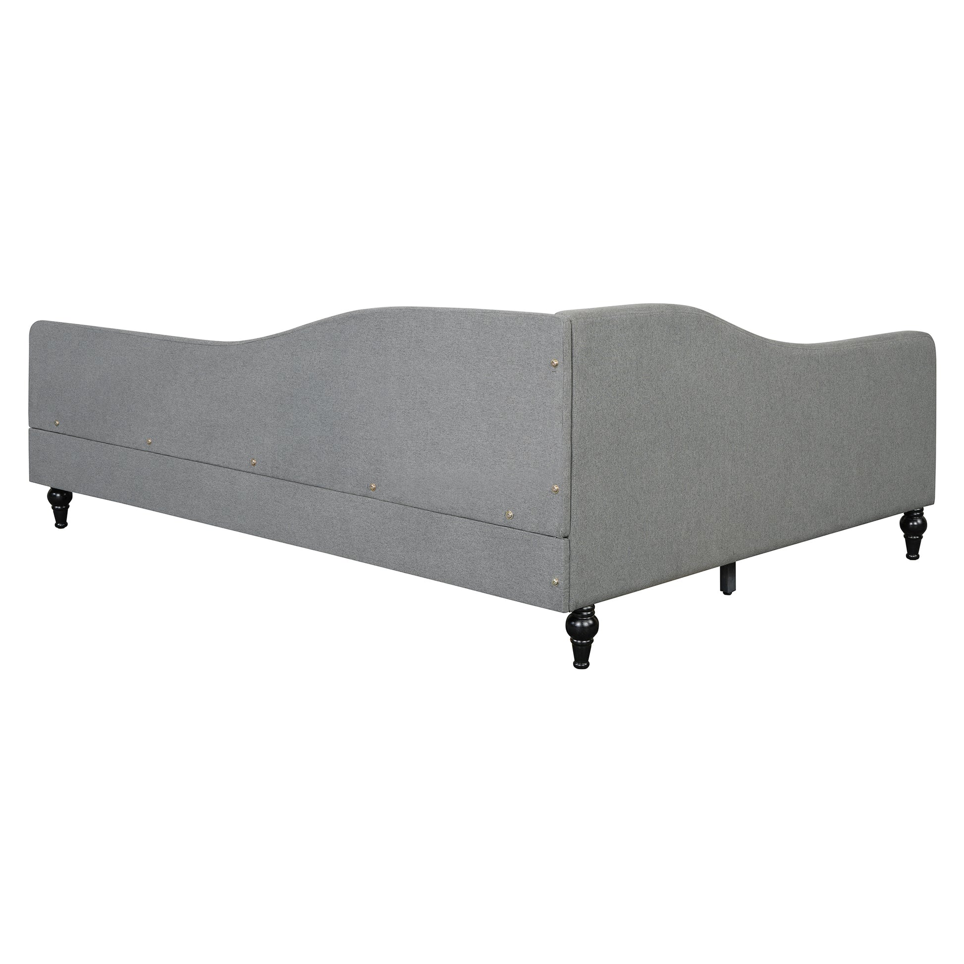 Full Size L Shaped Linen Daybed, With Solid Wood Legs, Gray Old Sku: Sf000146Aae Full Gray Linen Mdf