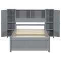 Twin Size Platform Bed With Storage Headboard And Lockers, Gray Twin Box Spring Not Required Gray Wood Bedroom Solid Wood Mdf