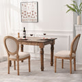 French Country Dining Chairs With Round Back Set Of 2, Upholstered, Solid Wood Legs, Accent Side Chairs For Living Room, Wedding Event Cream Cushion Cream Light Brown Dining Room Round Modern Banquet Chair Rubberwood Cotton Linen Rubber Wood