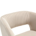 Coolmore Upholstered Tufted Living Room Chair Textured Linen Fabric Accent Chair With Metal Stand Beige Velvet