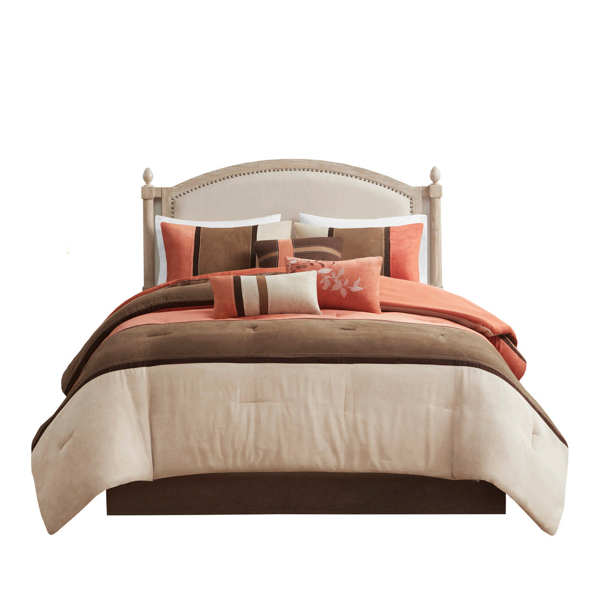 7 Piece Faux Suede Comforter Set Coral King King Coral Polyester