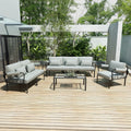Grey And Black Patio Arm Chair With Loose Back Yes Grey Black Garden & Outdoor Modern Wood Fabric