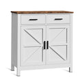 Kitchen Storage Cabinet, Modern Farmhouse Buffet Cabinet With Storage, Coffee Bar With 2 Drawers And 2 Doors, Floor Sideboard Buffet For Living Room, Dining Room, Bathroom, White White Particle Board