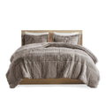 Shaggy Long Fur Comforter Mini Set Twin Grey Polyester