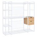 Open Style Wardrobe With Hanging Rails, Shelves And Drawers, White White Metal & Wood