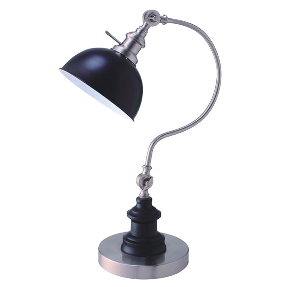 22"H Satin Nickle Good Neck Table Lamp Matte Black,Nickel Led Metal