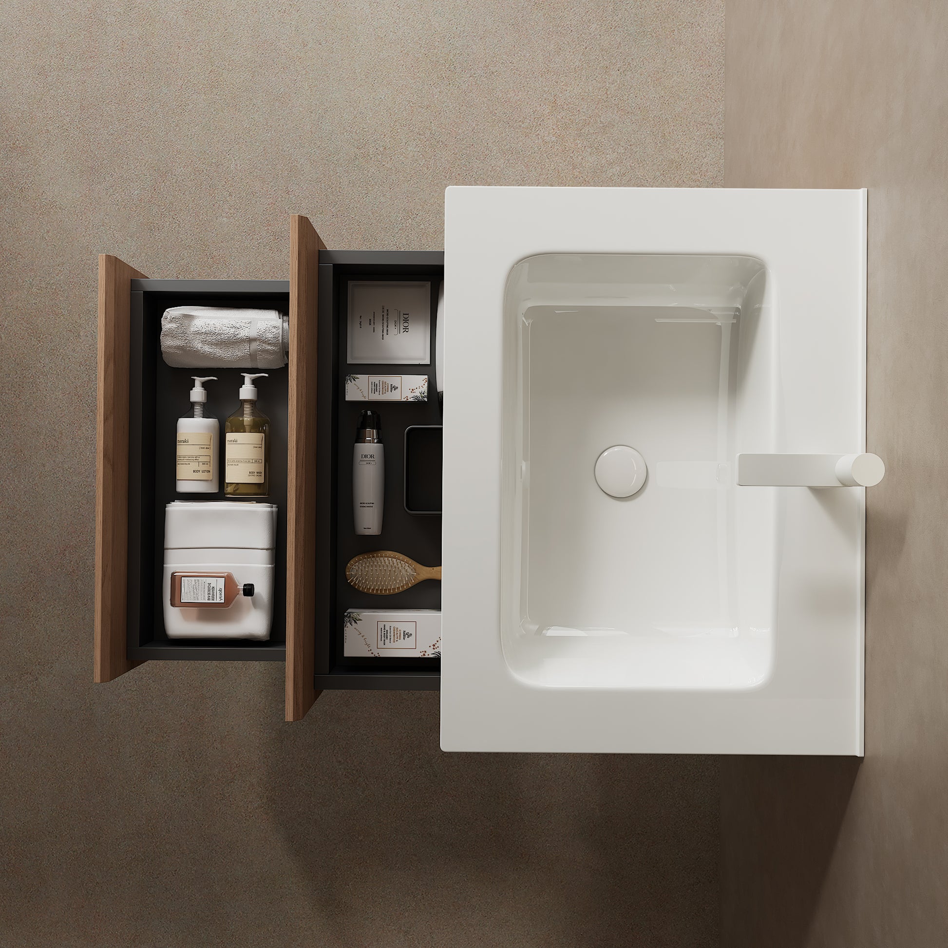 Bron 24" Bathroom Vanity With Sink, Modern Wall Mounted Floating Plywood Bathroom Storage Cabinet With 2 Drawers, White Ceramic Basin With Sink Hole Cover And Drain, Pre Assembled, Natural Walnut White Walnut Bathroom Modern Plywood Ceramic