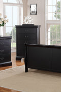 Elegant Bedroom 1Pc Chest Of Drawers Black Color Drawers Tall Chest Plywood Furniture Black Bedroom Contemporary,Modern Pine Solid Wood