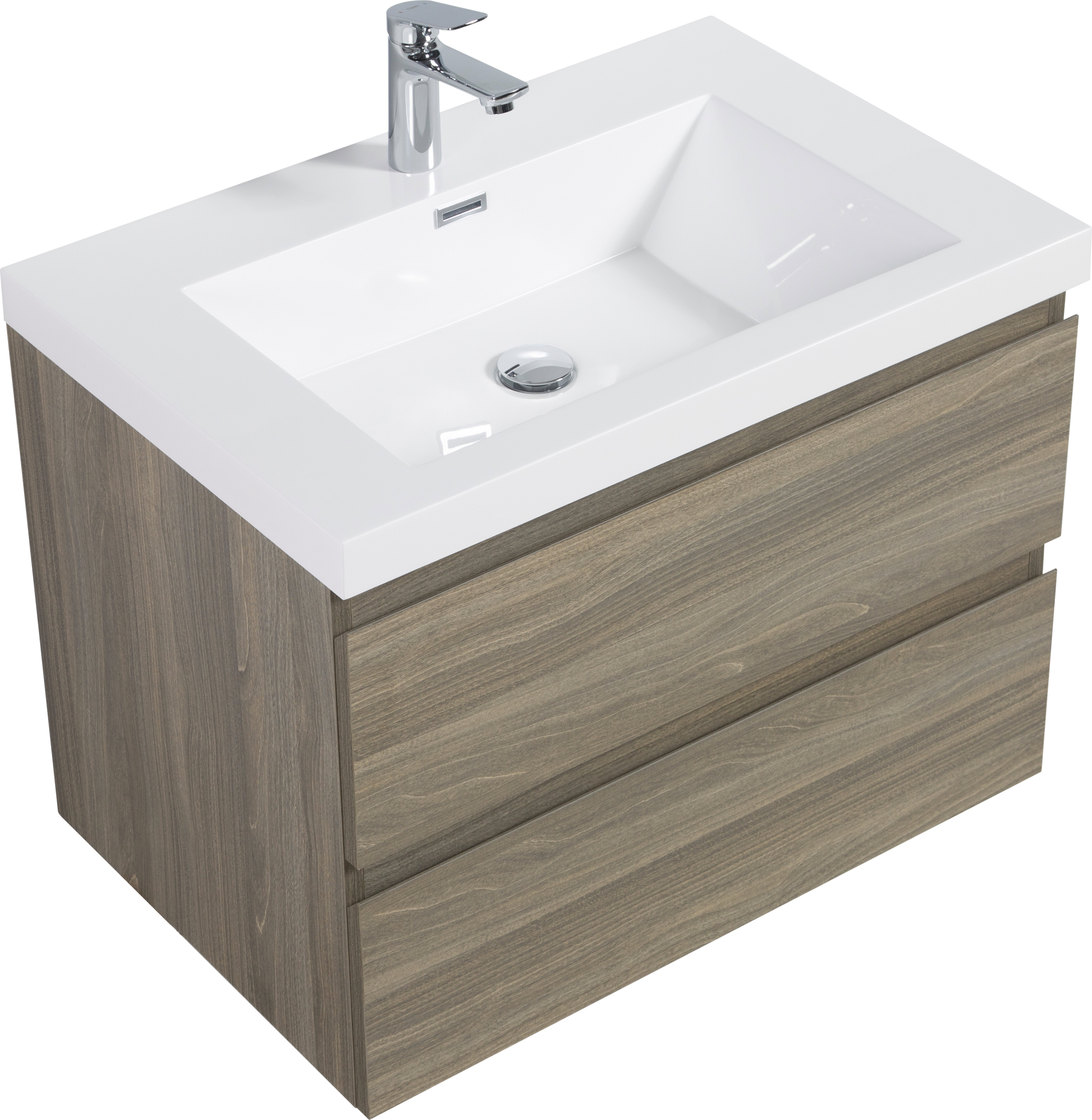 30" Floating Bathroom Vanity With Sink, Modern Wall Mounted Bathroom Storage Vanity Cabinet With Resin Top Basin And Soft Close Drawers, Ash Grey 24V11 30Ag 2 Grey Bathroom Wall Mounted Mdf