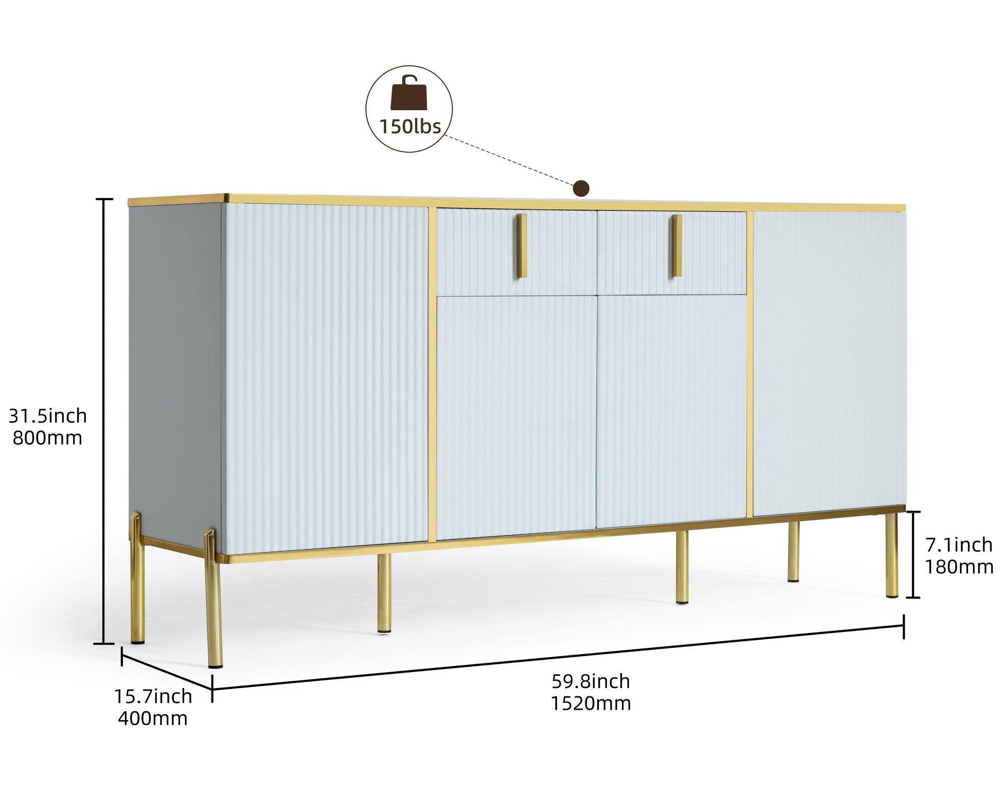 Four Doors And Two Drawers,Modern Sideboard Buffet Cabinet Storage Cabinet For Living Room,Kitchen,Dining Room,Hallway,White White White Dining Room Modern Drawers Included Mdf,Particle Board