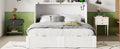 Full Size Murphy Bed With Drawer And A Set Of Sockets & Usb Ports, Pulley Structure Design, White Full White Plywood