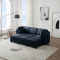 Modular Sectional Sofa Couch Bed With Storage 6 Seater, Sleeper Sofa Bed Couch With Reversible Chaise Ottomans, Adjustable Arms And Backs Blue Blue Polyester 3 Seat