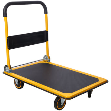 Foldable Platform Truck Push Dolly 330 Lb. Weight Capacity Black And Yellow Yellow Steel