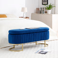 Storage Bench Bedroom Bench, Velvet Oval Upholstered End Of Bed Bench With Golden Metal Legs,50