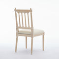 Antique Dining Chairs Linen Fabric Upholstered Wooden Chairs Set Of 2 Cream Fabric