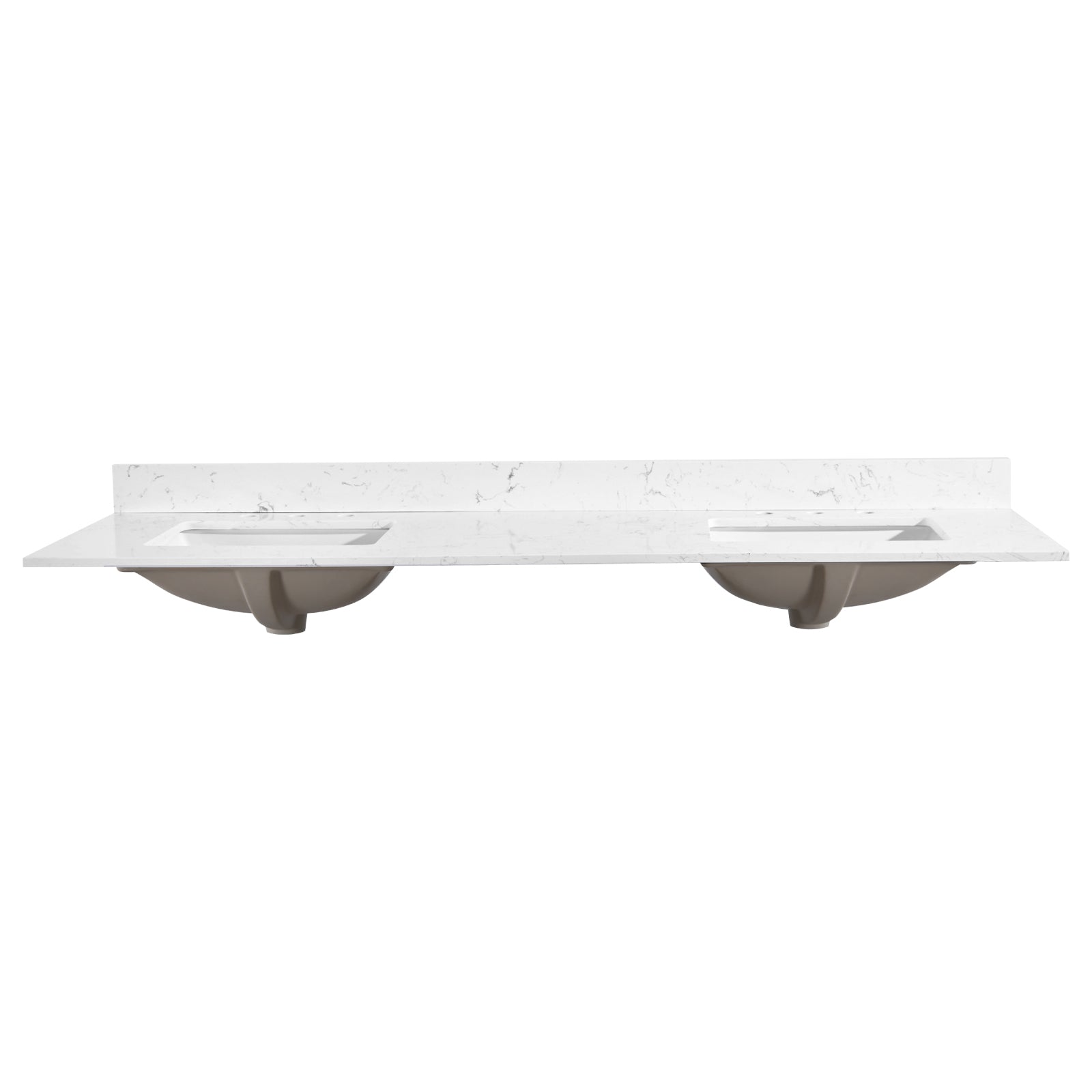 72"X 22" Bathroom Stone Vanity Top Engineered Color With Undermount Ceramic Sink And 3 Faucet Hole With Backsplash White Bathroom Stone