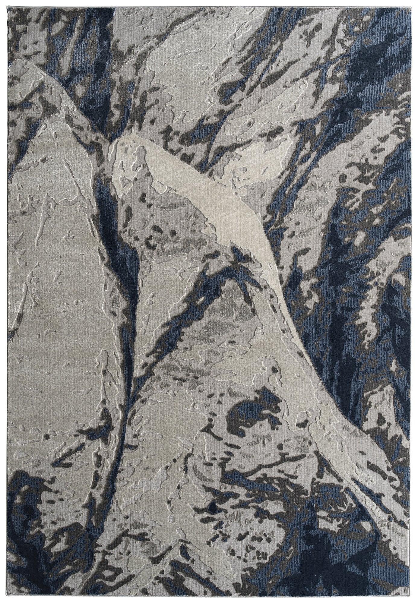 Casual, Contemporary, Modern, Abstract, Textured, High Low Cut Pile 9'3" X 12' Rectangle Area Rug Grey Polyester Polypropylene