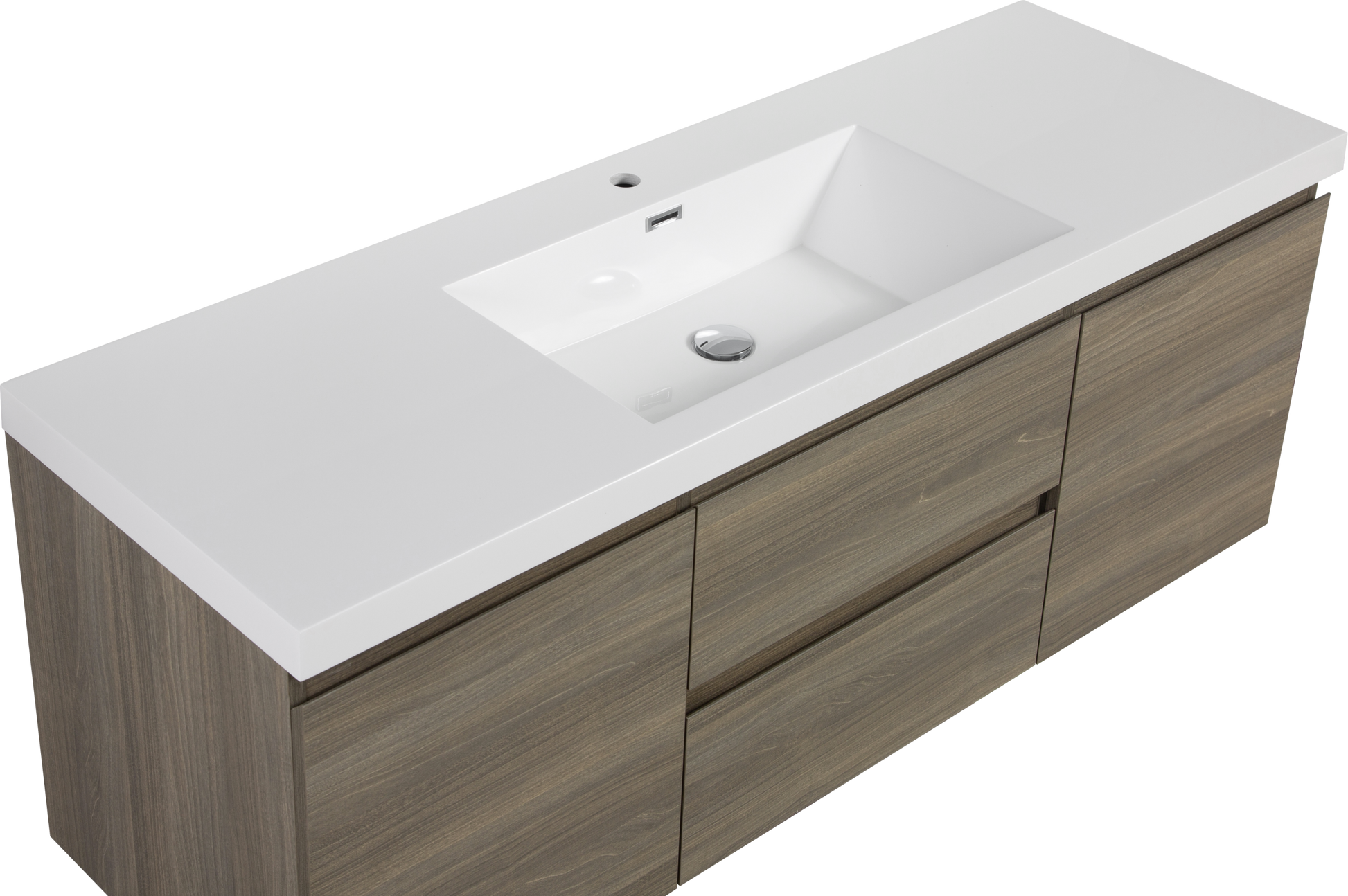 60" Floating Bathroom Vanity With Sink, Modern Wall Mounted Bathroom Storage Vanity Cabinet With Resin Top Basin And Soft Close Drawers, Ash Grey 24V11 60Sag 2 Grey 2 Bathroom Wall Mounted Melamine