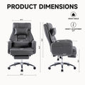 Swivel Ergonomic Office Chair, Technology Leather High Back Office Chair With Lumbar Support Headrest, Sedentary Comfortable Boss Chair, 155 Reclining Computer Chair Colortan Caster Dark Grey Office Foam American Design,American Traditional,European