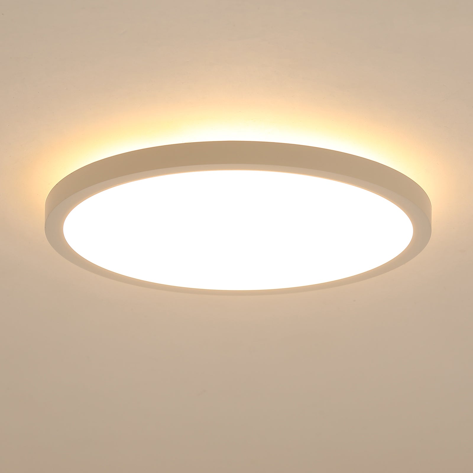 11.8 Inch Flush Mount Ceiling Light, 20W Led Nightlight Ceiling Light Fixture For Kitchen Bedroom Living Room White Abs