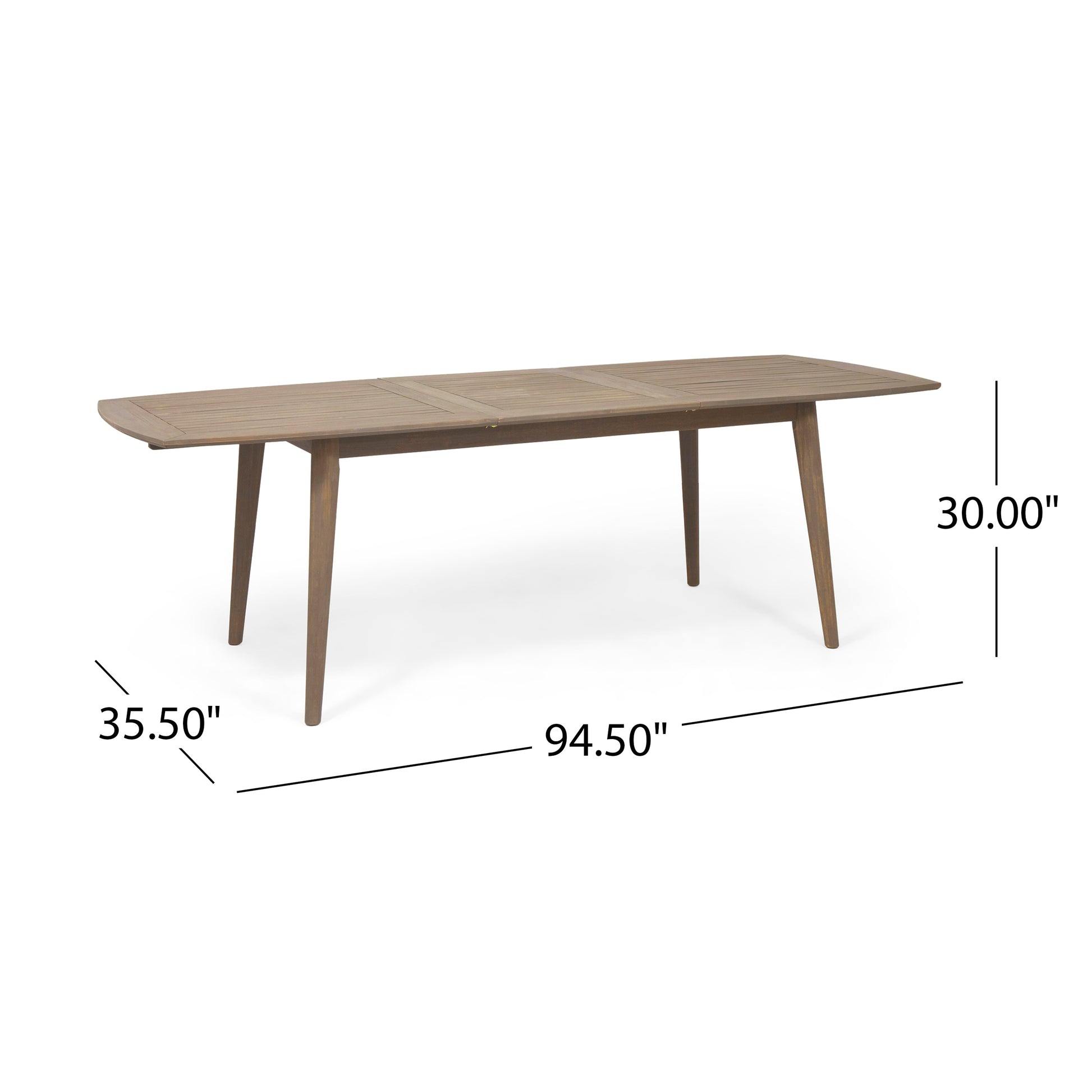 Outdoor Acacia Wood Expandable Dining Table, Gray Grey Acacia Wood