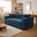 Modern Teddy Velvet Sofa,Full Foam 3 Seat Compression Sofa,The Soft Polyester Cotton Cushion And Wide Seating Depth Make The Large Sofa Have A Small Volume Blue Linen Wood Primary Living Space Soft