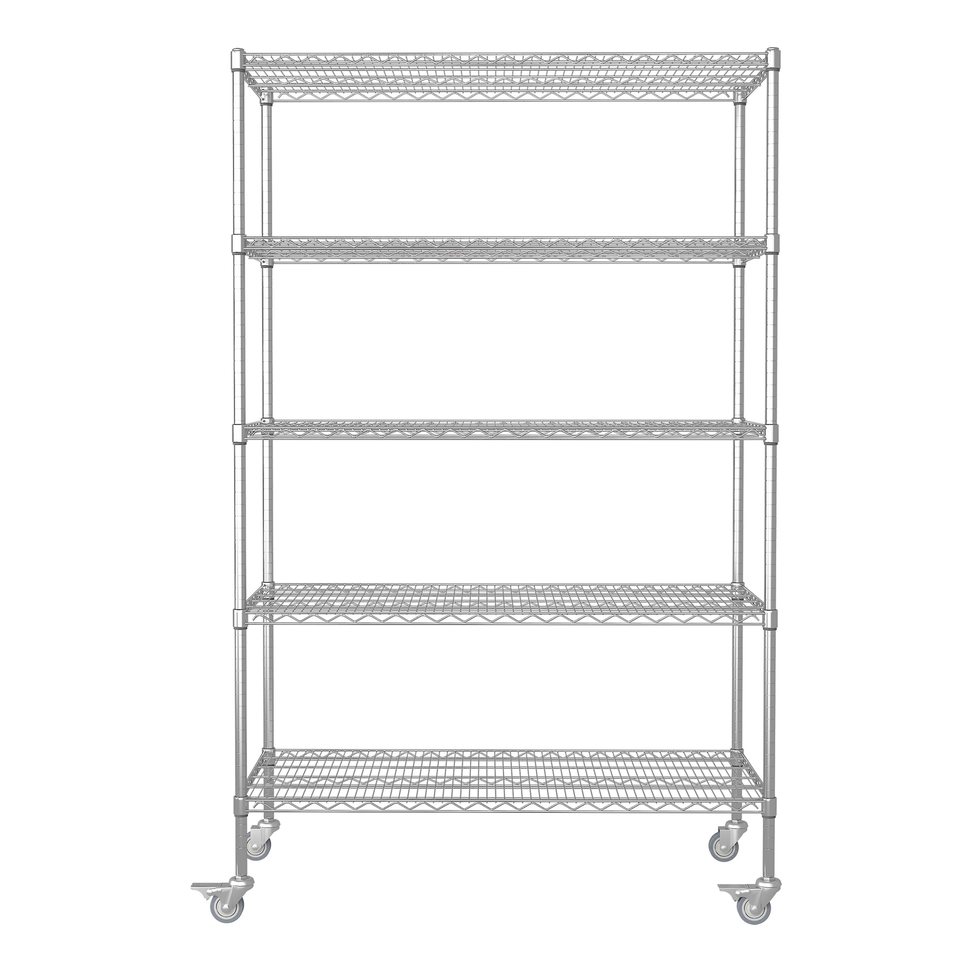 72" H Metal Large Storage Shelves With Wheels, Metal Shelving With Chrome, Adjustable 5 Tier Sturdy Metal Shelves For Storage Shelving,Kitchen,Garage 5 Silver Primary Living Space Metal Modern