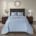 Reversible Bedspread Set Blue Queen Blue Cotton