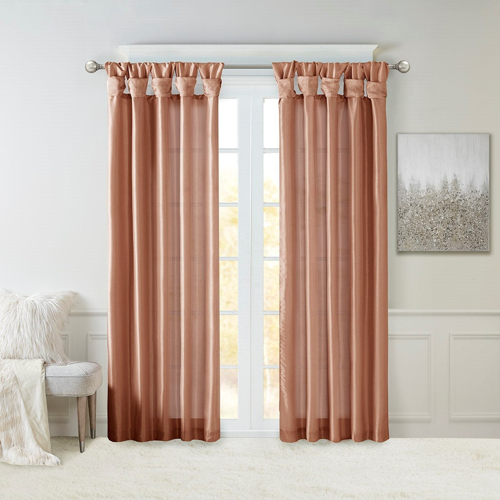 Twist Tab Lined Window Curtain Panel Only 1 Pc Panel Spice Polyester