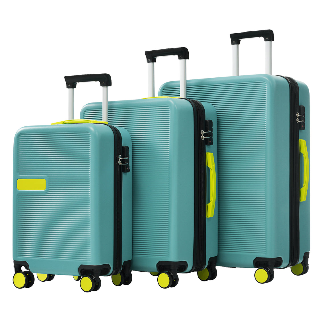 Hardshell Luggage Sets 3 Pcs Contrast Color Suitcase With Spinner Wheels And Tsa Lock 20" 24" 28" Available Teal Blue Abs