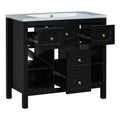 36'' Bathroom Vanity With Resin Sink Combo, Solid Wood Frame Bathroom Storage Cabinet, Freestanding Vanity Set With 5 Drawers& Soft Closing Doors Same As Sw000141Aab Black Bathroom Solid Wood Mdf Resin