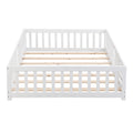 Twin Size Floor Bed With Door,Solid Wood Platform Bed Frame With Fence,Suitable For Children,Pine Wood,White Twin White Wood