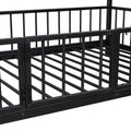 Twin Over Twin Size Metal Bunk Bed With Slide And Guardrails, Black Twin Black Metal