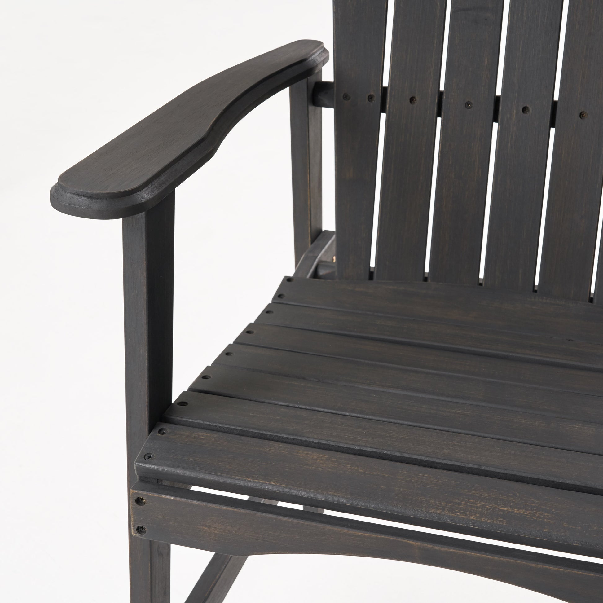 Outdoor Weather Resistant Acacia Wood Adirondack Dining Chairs Set Of 2 , Dark Gray Finish Dark Grey Acacia Wood