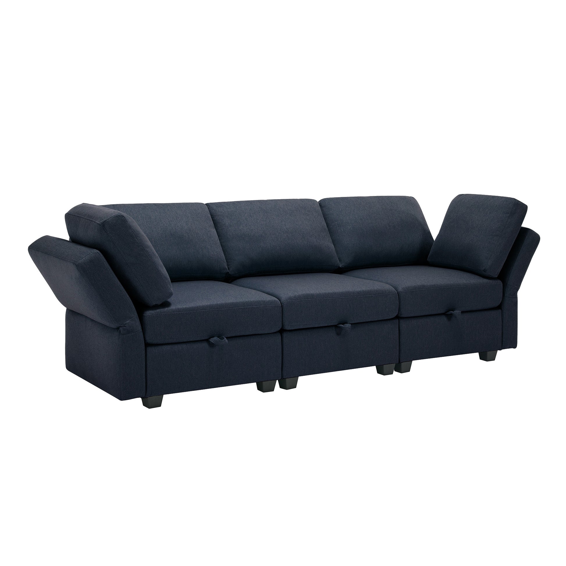 Oversized Modular Sectional Convertible Fabric Sofa Set,Extra Large Sectional Storage Seat Couch For Living Room, 3 Seat Modern Modular Sofa Blue Blue Polyester 3 Seat