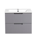 24 Inch Floating Bathroom Vanity With Ceramic Sink, Modern Bath Storage Cabinet Vanity With Drawers Wall Mounted Combo Set For Bathroom, Gray Grey Mdf