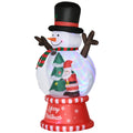 Outsunny 8Ft Christmas Inflatables Outdoor Decorations Snowman With Rotating Colorful Light, Blow Up Led Yard Display Christmas Decor For Lawn Garden White Polyester