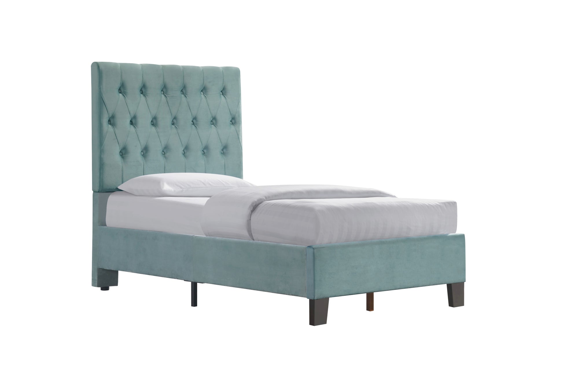 Luma Blue Twin Upholstered Bed Twin Blue Foam Solid Wood