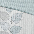 6 Piece Embroidered Quilt Set With Throw Pillows Blue Full Queen Full White Blue Cotton