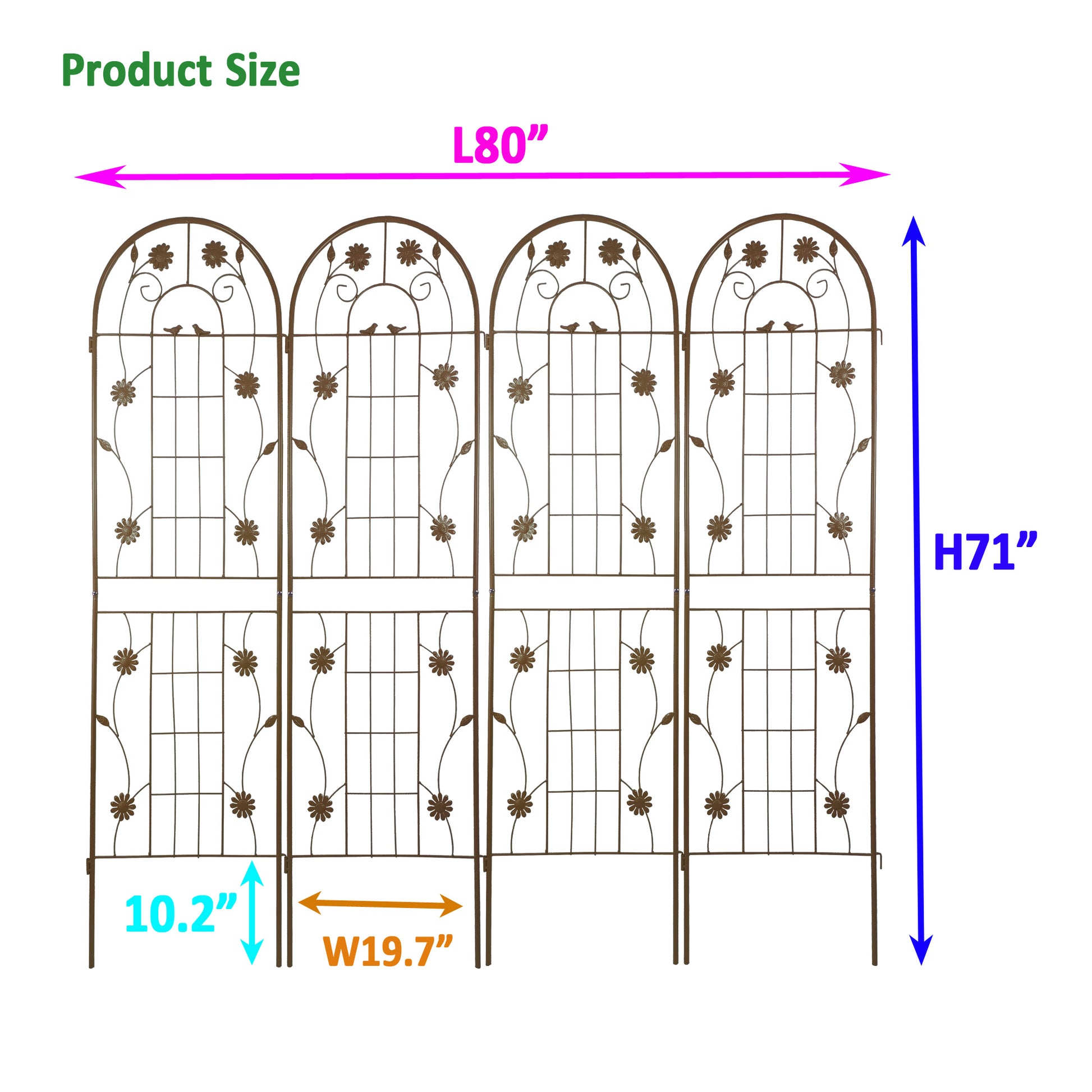 2 Pack Metal Garden Trellis 71" X 19.7" Rustproof Trellis For Climbing Plants Outdoor Flower Support Brown Brown Garden & Outdoor French Country Iron