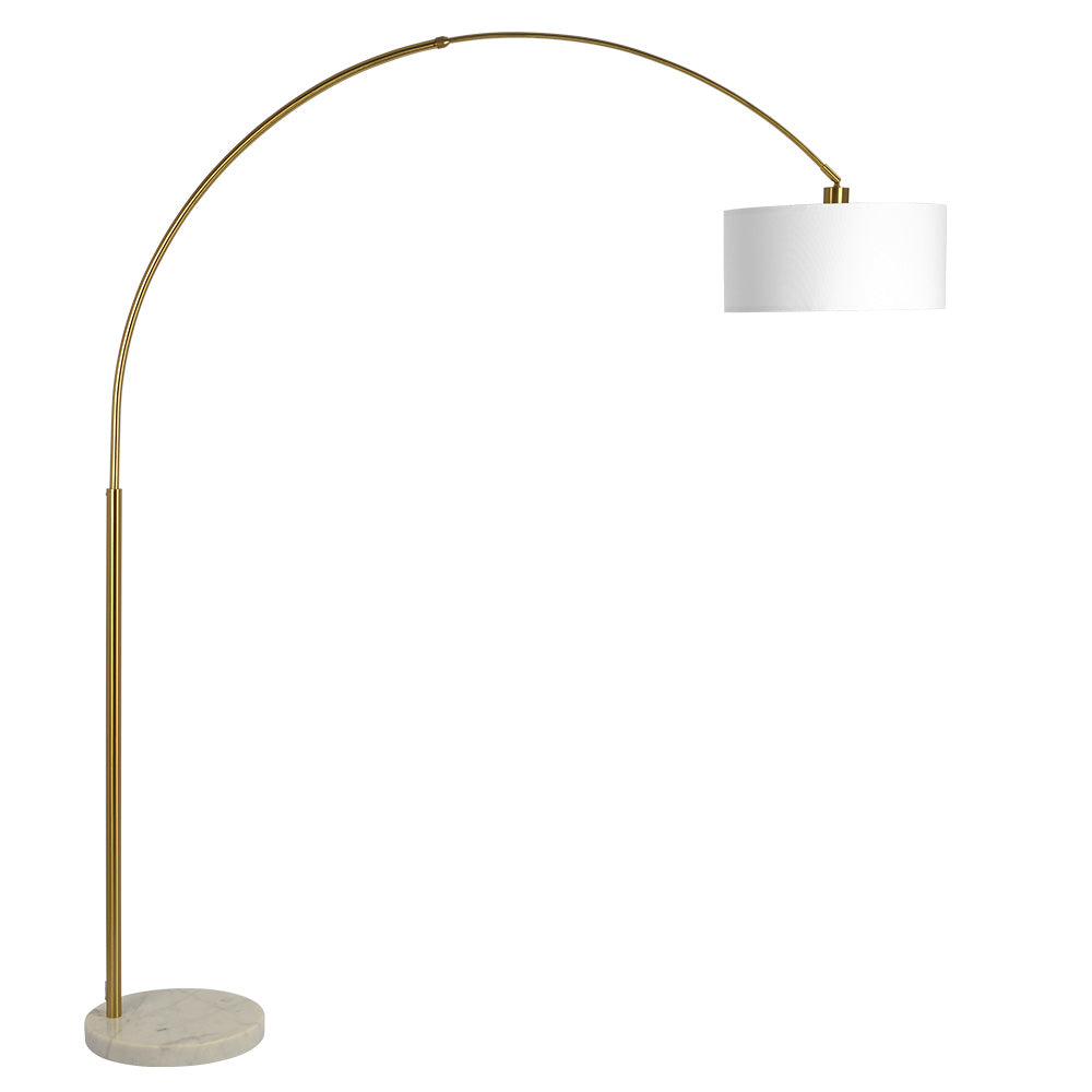 Ambient Arch Gold Brass Floor Lamp With Large Linen Shade Gold,White Table&Floor Lamps Brass,Linen