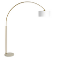 Ambient Arch Gold Brass Floor Lamp With Large Linen Shade Gold,White Table&Floor Lamps Brass,Linen