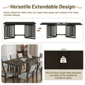 Farmhouse 9 Piece 83.9Inch Extendable Dining Table Set With 2 12 Inch Removable Leaves And 8 Upholstered Dining Chairs, Espresso Wood Dining Room Solid Wood Rubberwood Rectangular Dining Table With Chair Upholstered Chair Wood Espresso Seats 8 Removable